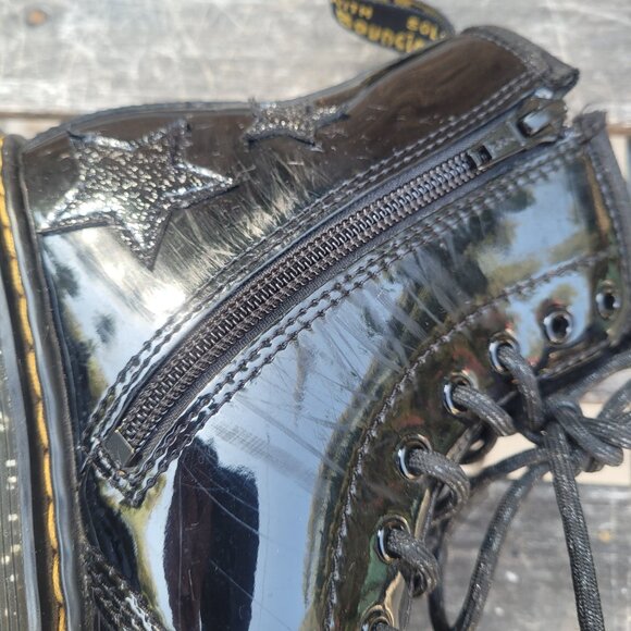 Kids Dr. Martens 1460 Black Patent leather Star Glitter Lace up boots Size 3 US - Picture 12 of 12